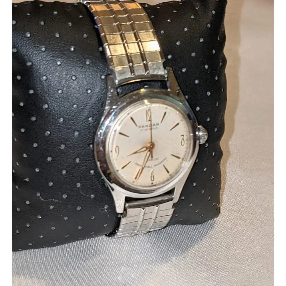 Vintage Pandan Mens Incabloc Mechanical Watch Swiss 17 Jewels Stainless Running